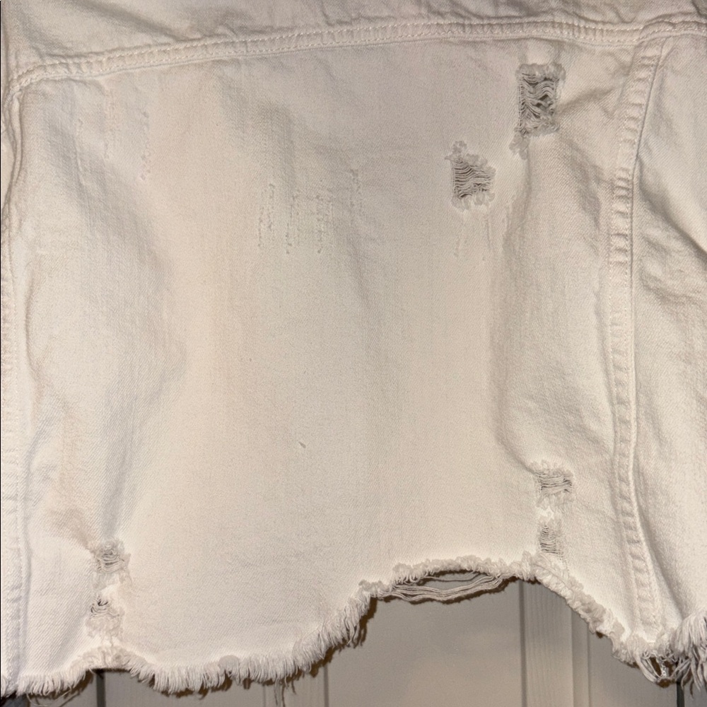 Dance & Marvel White and Gray Distressed Denim Jacket - Picture 5 of 6